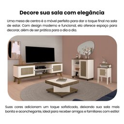 Mesa de Centro com Rodízio Quadrada Saara - 12