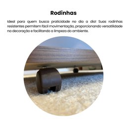 Mesa de Centro com Rodízio Quadrada Saara - 7