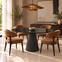 Ver imagem 2 de Mesa Jantar Oval 120x80cm - Mármore São Gabriel - Base Ébano