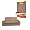 Ver imagem 1 de Kit Sofá América 3 Lugares com Painel Jade Caemmun Freijo/off White/bege
