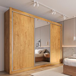 Guarda Roupa Cavich 3 Portas 100% Mdf Peroba Off White - Móveis Europa - 3