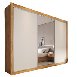 Guarda Roupa Cavich 3 Portas 100% Mdf Peroba Off White - Móveis Europa - 2