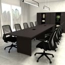 Ver imagem 1 de Mesa de Reunião Preta 3,80m X 1,10m 2 Caixas de Tomadas F5