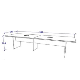 Mesa de Reunião Preta 3,80m X 1,10m 2 Caixas de Tomadas F5  - 3