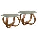 Ver imagem 1 de Conjunto Mesa de Centro e Lateral Pés Cebola Espelhada Branco