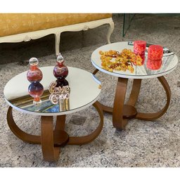 Conjunto Mesa de Centro e Lateral Pés Cebola Espelhada Branco - 2