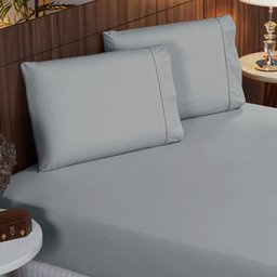 Roupa de Cama Casal 400 Fios 3 Peças 100% Toque Macio Cor:cinza - 2