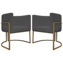 Ver imagem 4 de Kit 2 Poltronas Decorativas Recepção Luna Tecido Sintético Cores Base de Ferro Dourada