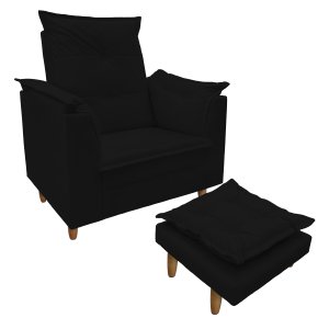 Poltrona de Amamentação com Puff Isabella Luxo bellamado:preto