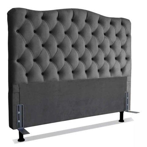 Cabeceira Cama Queen Size Box Casal Estofada 1,6 m Realeza:Corino Cinza Escuro