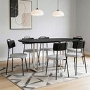 Ver imagem 1 de Mesa Retangular Alina 180cm Preto Champanhe com 6 Cadeiras Barcelona N01 Couríssimo Preto Linho Cinz