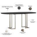 Ver imagem 3 de Mesa Retangular Alina 180cm Preto Champanhe com 6 Cadeiras Barcelona N01 Couríssimo Preto Linho Cinz