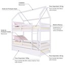 Ver imagem 4 de Treliche Casinha Solteiro Slim Rb com Grade de Proteção Madeira Maciça Branco Housin