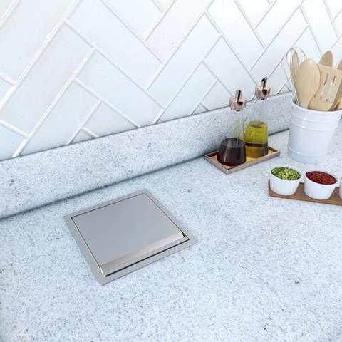 Lixeira Quadrada 5 Litros com Tampa Inox Lixeira de Embutir Cozinha Moderna Technox