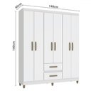 Ver imagem 4 de Guarda-roupa Solteiro Essenza 6 Portas 2 Gavetas Branco - Pnr Móveis