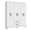 Ver imagem 2 de Guarda-roupa Solteiro Essenza 6 Portas 2 Gavetas Branco - Pnr Móveis