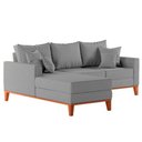 Ver imagem 4 de Sofá 3 Lugares Beny com Chaise Esquerdo Linho Cinza
