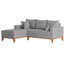 Ver imagem 3 de Sofá 3 Lugares Beny com Chaise Esquerdo Linho Cinza
