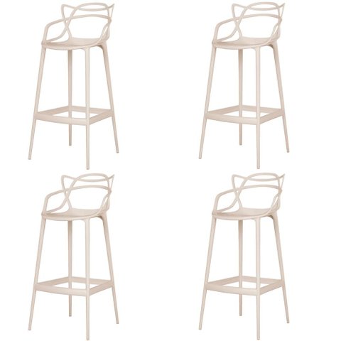 Kit 4 Banqueta Aviv Allegra Solna Fratini 109 cm (altura) Polipropileno Cor Fendi