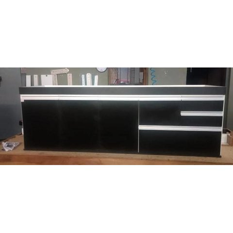Gabinete Balcão para Pia de Cozinha de 1,80m Michelangelo Preto Fosco Frente e Laterais 100% Mdf 15m