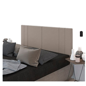 Cabeceira Suspensa Cama Box Casal Riscada Suede 140x55:bege