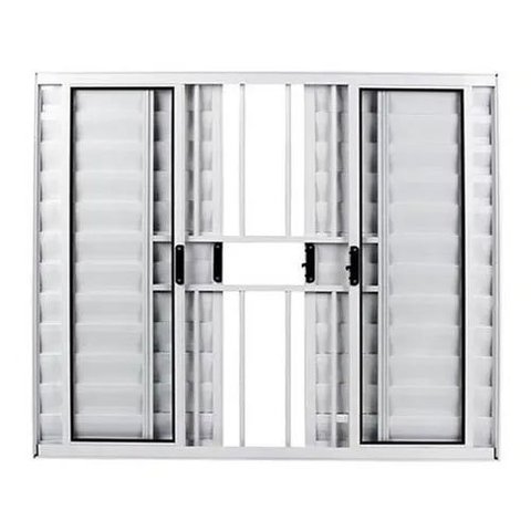 Veneziana 6 Folhas Aluminio Branco C/grade 1,00x100