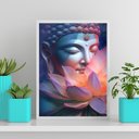 Ver imagem 2 de Quadro Buda Flor de Lotus 24x18cm - com Vidro:madeira Preta