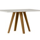 Ver imagem 2 de Mesa para Sala de Jantar Tampo com Vidro/MDF 135cm Base Madeira Maciça Mariah