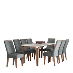 Mesa Sala Jantar com 8 Cadeiras 1,83m Romenia Gold Amêndoa - 1