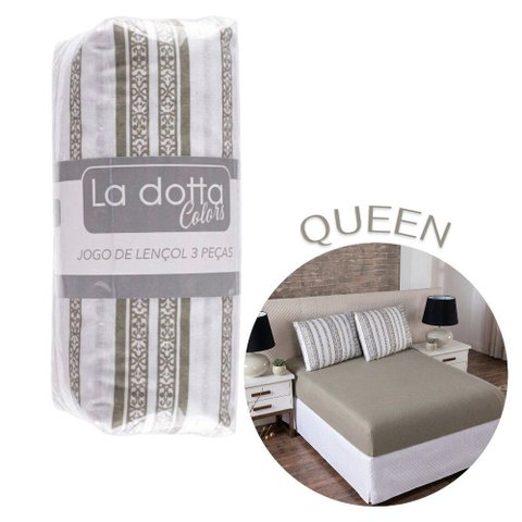 Jogo Lençol Queen 3 Peças 100% Algodão Marroquino La Dotta