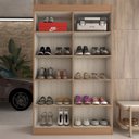 Ver imagem 3 de Sapateira Multiuso 20 Pares Sapato 4 Portas 8 Prateleiras Off White/nogueira - Panorama Móveis