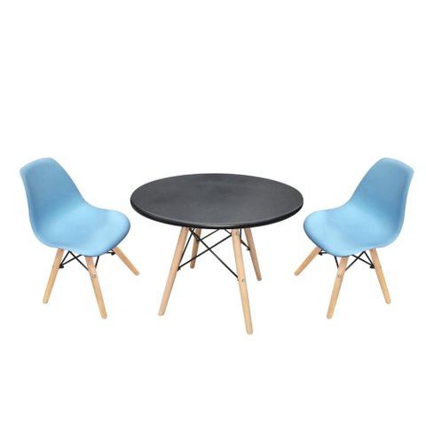 Kit Mesa Infantil Eames 60cm e 2 Cadeiras Polipropileno Eames La Mobilia: Espaço Kids Azul