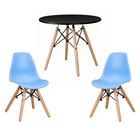 Kit Mesa Infantil Eames 60cm e 2 Cadeiras Polipropileno Eames La Mobilia: Espaço Kids Azul