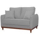 Ver imagem 5 de Kit Sofa Sena 2 e 3 Lugares Base de Madeira para Sala Hotel Linho Cinza