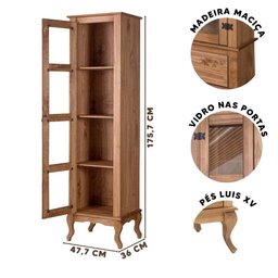 Kit Cozinha Rústica Madeira Maciça 3 Peças Portas Em Vidro Mel Shop JM - 2