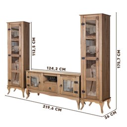 Kit Cozinha Rústica Madeira Maciça 3 Peças Portas Em Vidro Mel Shop JM - 4