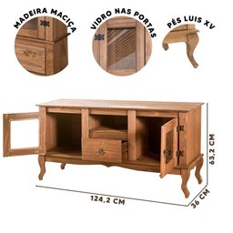 Kit Cozinha Rústica Madeira Maciça 3 Peças Portas Em Vidro Mel Shop JM - 3