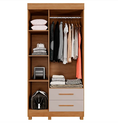 Ver imagem 4 de Guarda Roupa Solteiro com Espelho 3 Portas 2 Gavetas com Pés 86cm Copacabana Cinamomo/Off White - Benetil