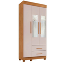 Ver imagem 2 de Guarda Roupa Solteiro com Espelho 3 Portas 2 Gavetas com Pés 86cm Copacabana Cinamomo/Off White - Benetil