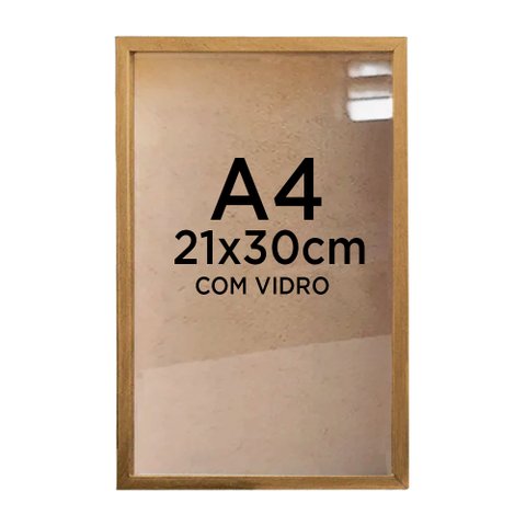 Moldura Quadro Caixa 3cm A4 21x30cm Foto Poster Ilustração com Vidro - Várias Cores Tacolado Moldura