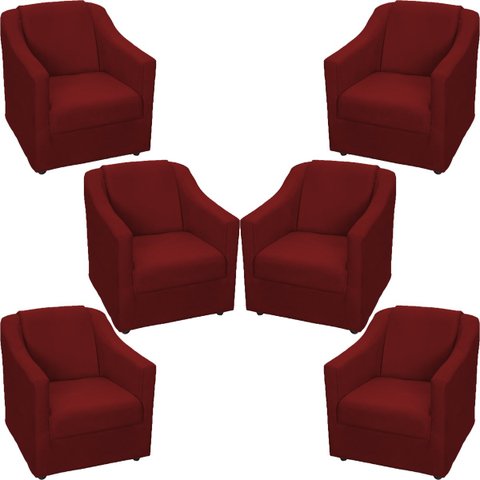 Kit 6 Poltronas Decorativas Para Sala De Espera Recepção Escritório Consultório Suede
