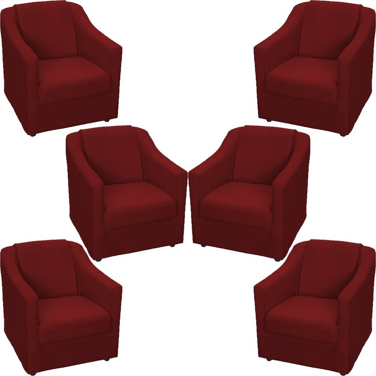 Kit 6 Poltronas Decorativas Para Sala De Espera Recepção Escritório Consultório Suede Kit 6 Poltronas Decorativas Para Sala De Espera Recepção Escritório Consultório Suede