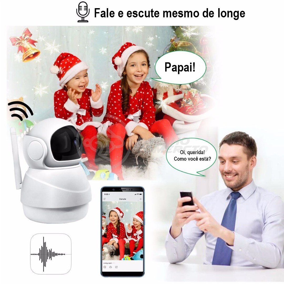 Câmera Ip C360 de Segurança Wifi 2 Antenas Robô Hd 1080p sem Fio Jortan Áudio Visão Noturna - 8166xp - 5