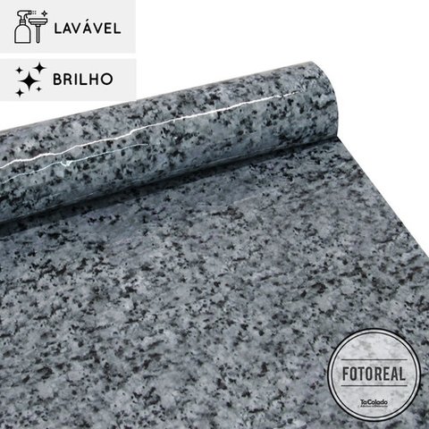 Papel de parede lavavel para banheiro - Granito Cinza Nobre