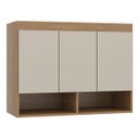Ver imagem 1 de Armário Aéreo Guarda Roupa Modulado Selene 3 Portas 90x68 Cm Mdp Carvalho 6002 Menu