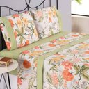 Ver imagem 4 de Jogo Cama Lençol Encanto Queen Estampado Percal 180 Fios C/ Ponto Palito 4 Peças - Floral - Verde