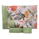 Ver imagem 1 de Jogo Cama Lençol Encanto Queen Estampado Percal 180 Fios C/ Ponto Palito 4 Peças - Floral - Verde