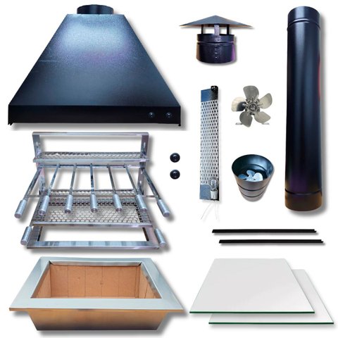 Kit Coifa 90x60 Gourmet Grill Flutuante Inox 1 Tubo Espetos