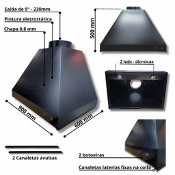 Kit Coifa 90x60 Gourmet Grill Flutuante Inox 1 Tubo Espetos - 5