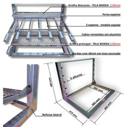 Kit Coifa 90x60 Gourmet Grill Flutuante Inox 1 Tubo Espetos - 6